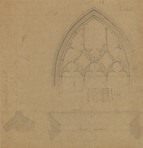 216900 Afbeelding van het ontwerp voor het zesde noordelijke venster met tracering van het schip in de Jacobikerk te ...
